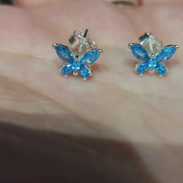 Pendientes Mariposa Azul Plata