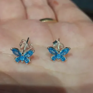 Pendientes Mariposa Azul Plata