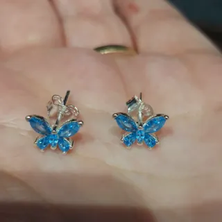 Pendientes Mariposa Azul Plata