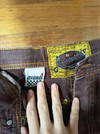 Pantalón recto vintage marrón/rojo