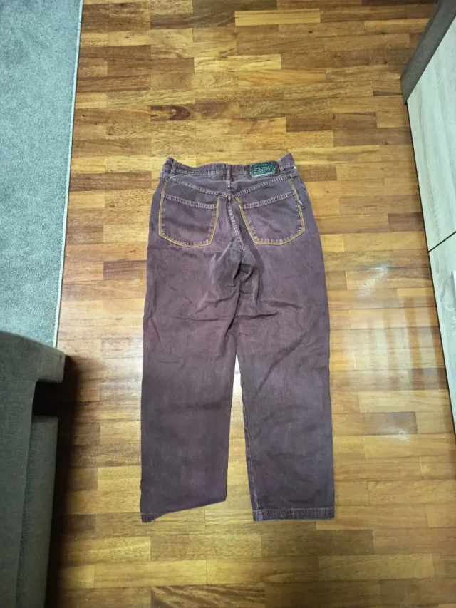 Pantalón recto vintage marrón/rojo