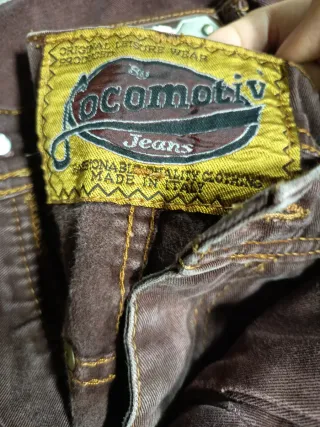 Pantalón recto vintage marrón/rojo