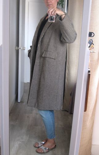 Abrigo de cuadros oversize talla M