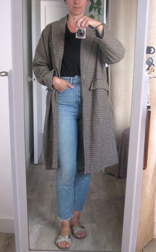 Abrigo de cuadros oversize talla M