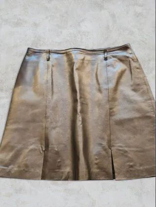 Gonna in pelle color oro grigio/marrone