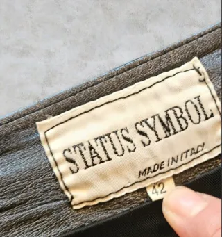 Gonna in pelle color oro grigio/marrone