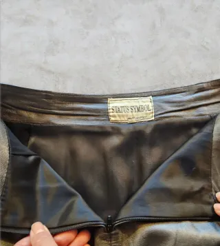 Gonna in pelle color oro grigio/marrone