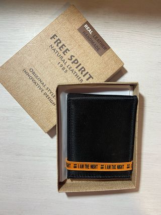 Cartera Free Spirit Cuero Natural Negra Naranja