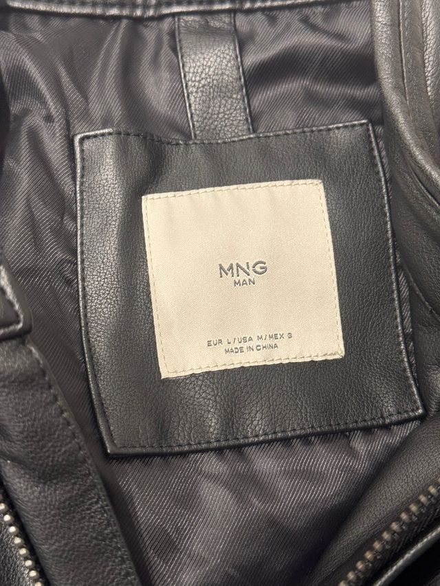 Chaqueta Cuero Negra Mango Talla L