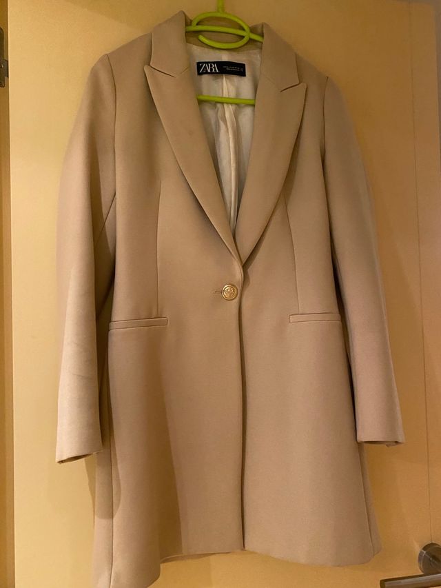 Blazer Abrigo Beige Talla XS Zara