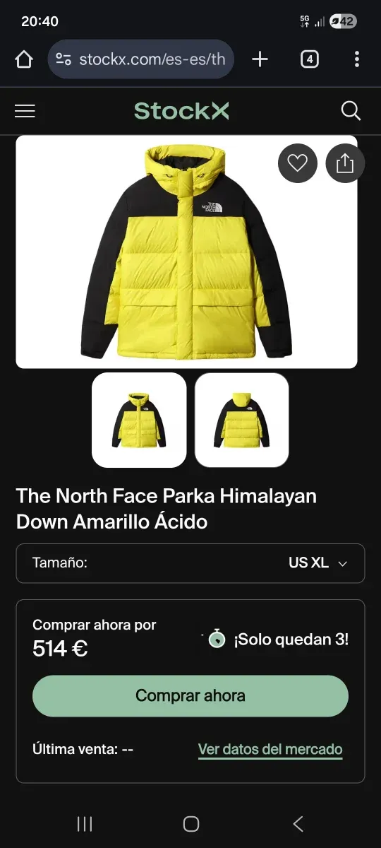 Parka The North Face Himalayan Amarilla