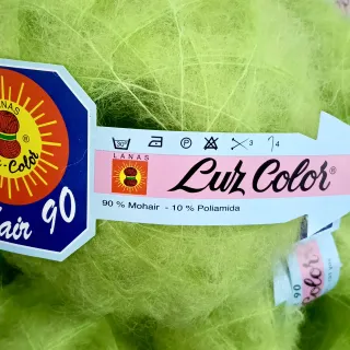 Lote 20 ovillos Mohair 516 verde fosforito