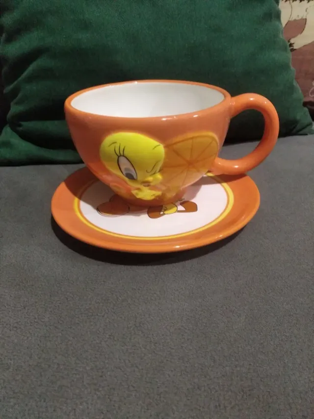 Taza y plato Piolín cerámica