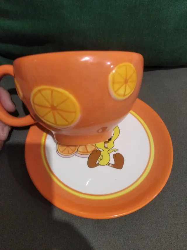 Taza y plato Piolín cerámica