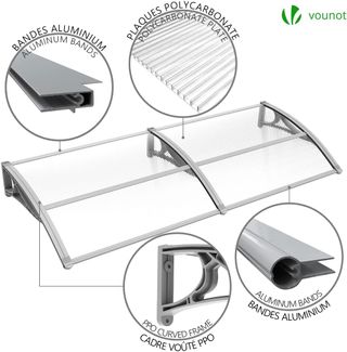 VOUNOT® Tettoie per porte e finestre, grigio