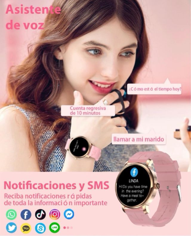 Smartwatch Oro y Rosa con Correas