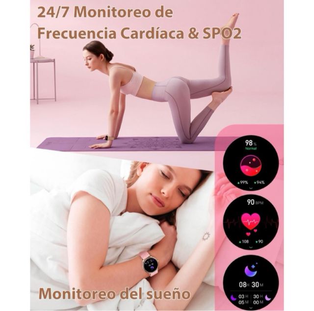 Smartwatch Oro y Rosa con Correas