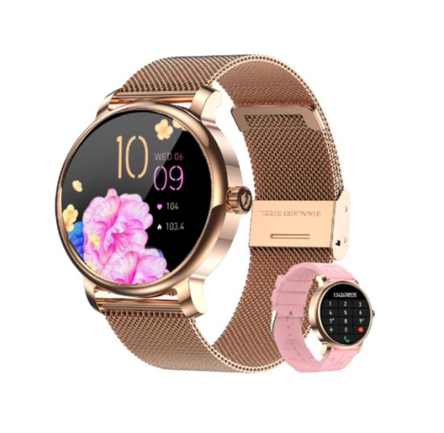 Smartwatch Oro y Rosa con Correas