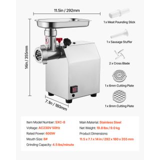 Picadora Carne Eléctrica VEVOR 4.5 libras Nueva