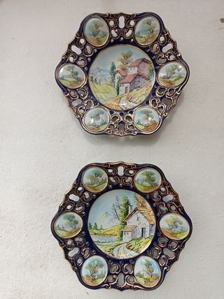 Piatti decorativi in ceramica con paesaggio