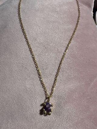 Colgante Oso Morado Dorado en acero inoxidable