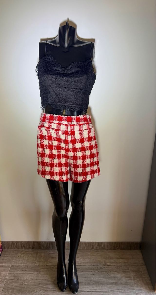 Conjunto cuadros invierno: chaqueta, pantalón, top