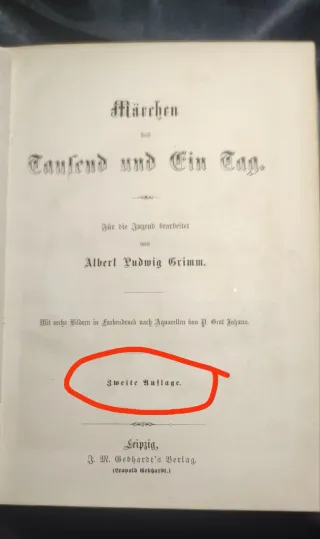 Libro Antiguo Albert Ludwig Grimm. 1830 1001 TAG.