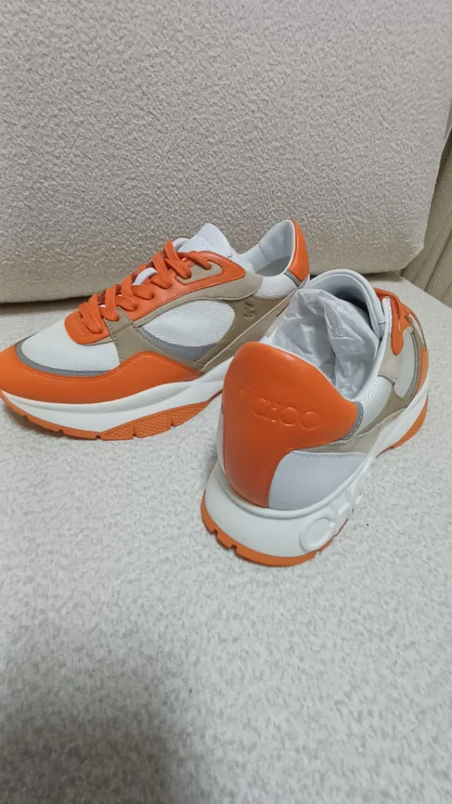 Zapatillas Jimmy Choo Naranja y Blanco
