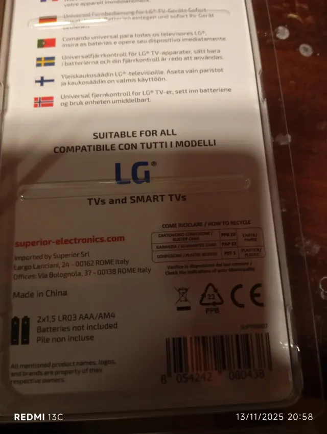 Telecomando Superior Electronics LG
