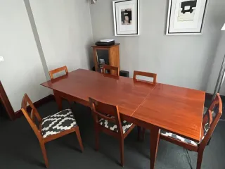 Mesa de comedor y 6 sillas de madera