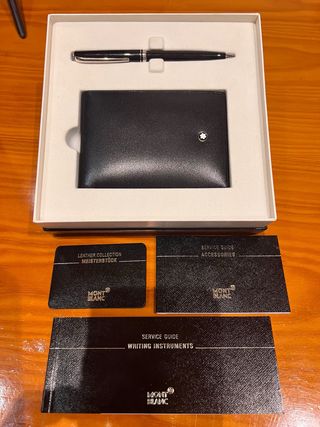 Mont Blanc Billetera y Bolígrafo Set Negro