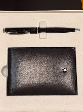 Mont Blanc Billetera y Bolígrafo Set Negro