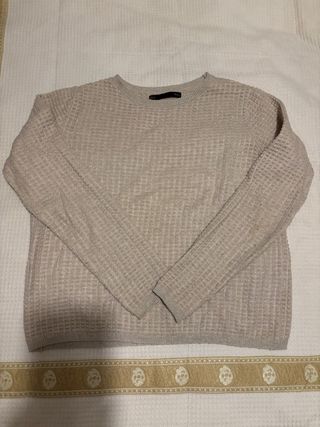 Jersey beige tejido waffle