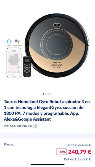 Robot ¡NUEVO! Aspirador Taurus Homeland Gyro