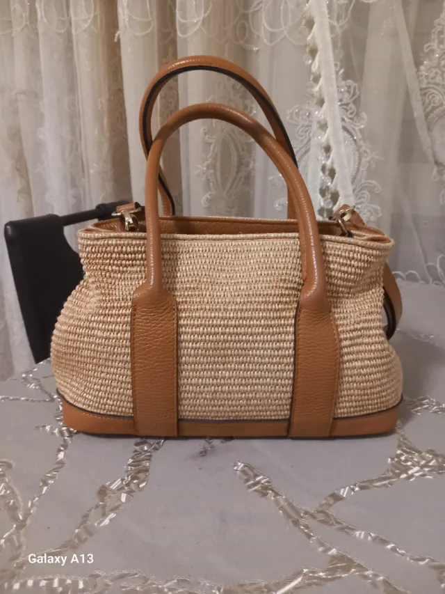 Borsa paglia e cuoio