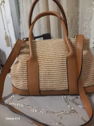 Borsa paglia e cuoio