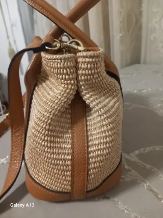 Borsa paglia e cuoio