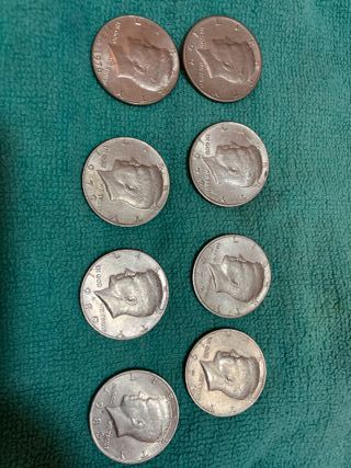 Lotto 8 monete mezzo dollaro USA