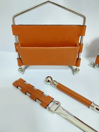 Set Escritorio Cuero y Metal