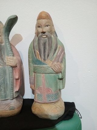 Figuras madera dioses chinos (2 unidades)