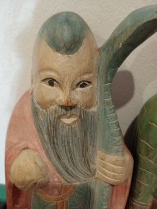 Figuras madera dioses chinos (2 unidades)