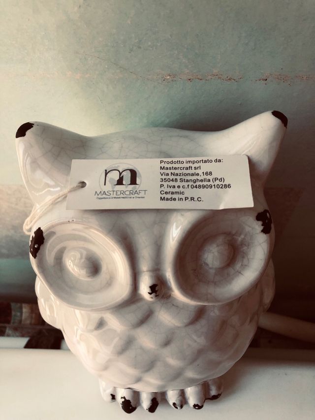 Statua gufo in porcellana decorativa