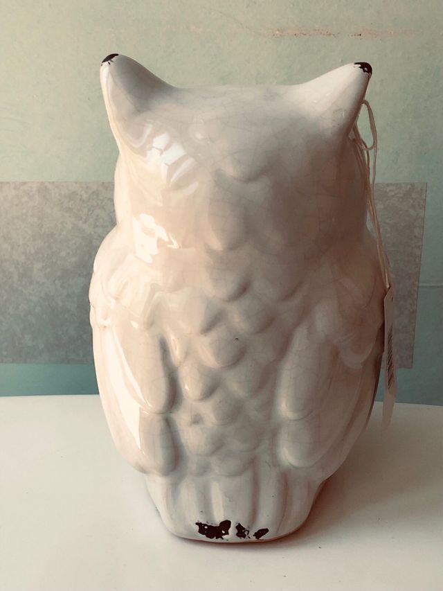 Statua gufo in porcellana decorativa