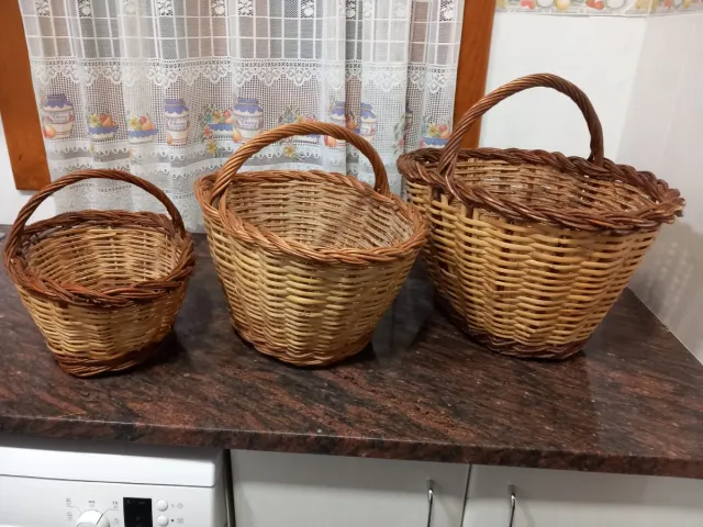 Juego de 3 cestas de mimbre