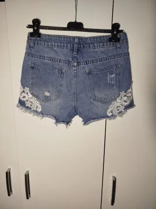 Pantaloncini Shorts jeans donna pizzo taglia M ita