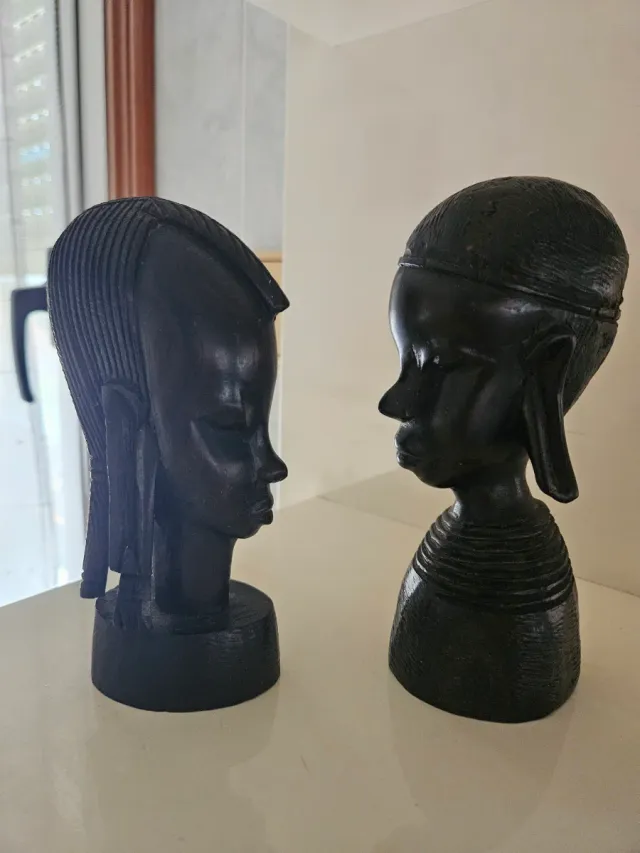 Pareja Estatuillas Madera Ébano