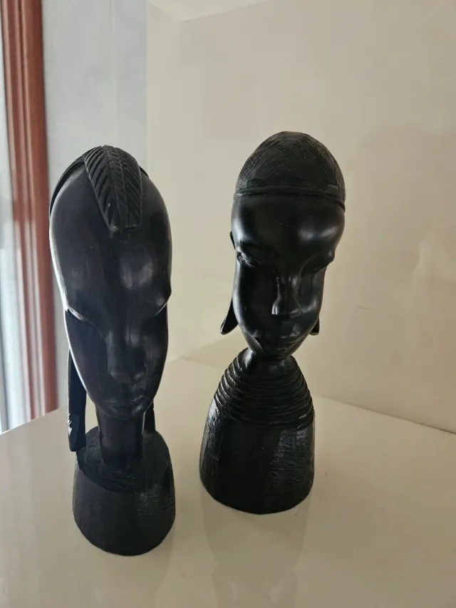 Pareja Estatuillas Madera Ébano