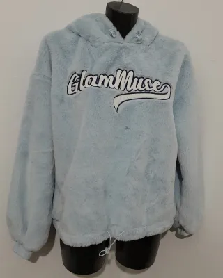 Felpa peluche azzurra Bershka Tg S