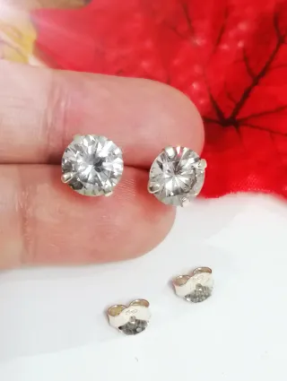 Pendientes brillo  Hombre Circonitas Plata 925