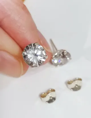 Pendientes brillo  Hombre Circonitas Plata 925